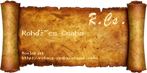 Rohács Csaba névjegykártya